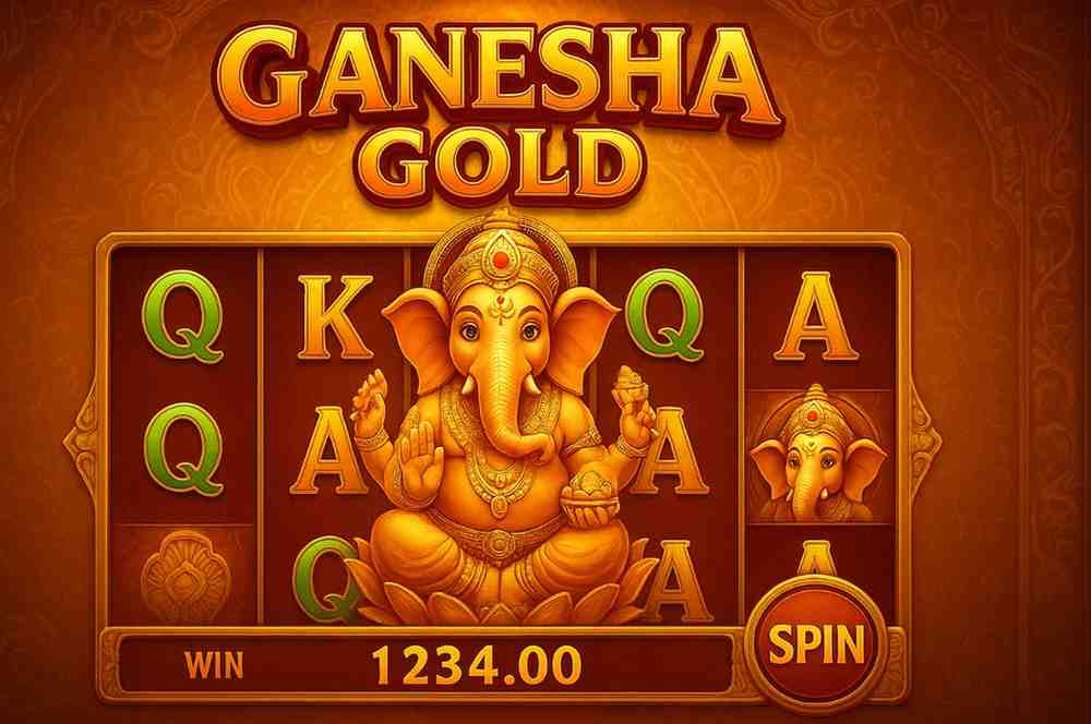 Ganesha Gold slot game no 36Q cassino com tema dourado místico